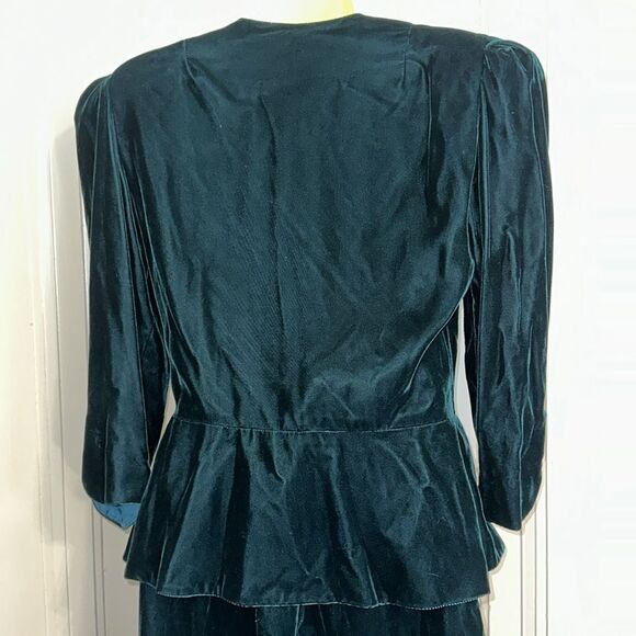 Vintage 80s Lanz Originals dark green velvet fitted suit - Picture 6 of 10